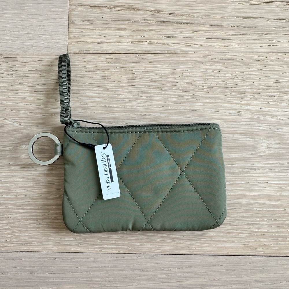 Quilted Green Wristlet with Ring